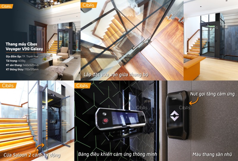 Cibes Voyager V90 Galaxy lắp đặt giữa thang bộ     